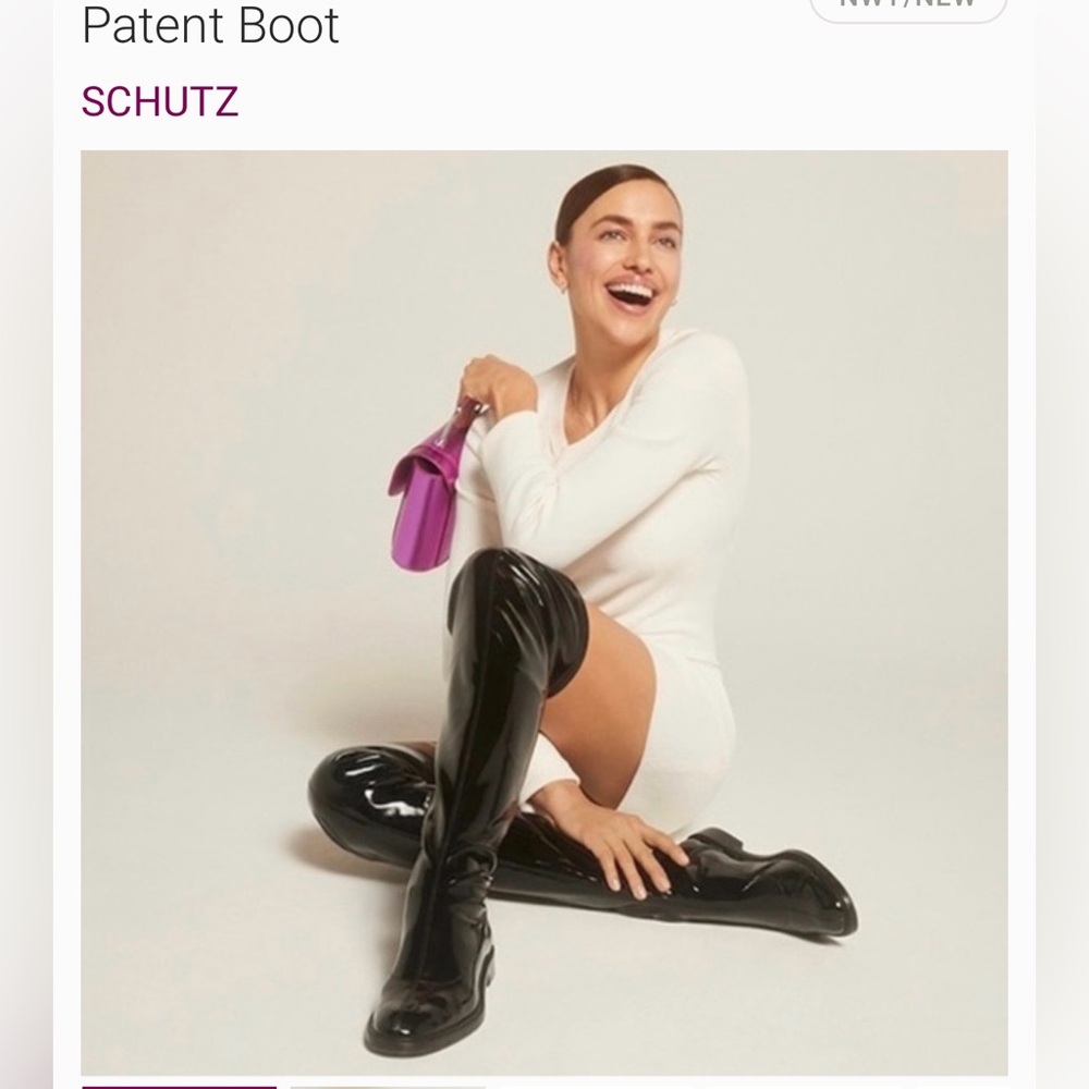 SCHUTZ Kaolin Black Patent Over the Knee Boots